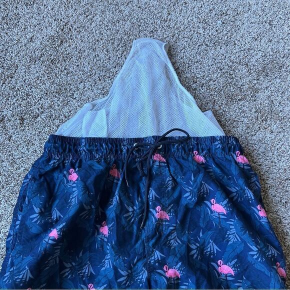 Beverly Hills Polo Club Navy Pink Flamingo Swim Trunks Size Large - Picture 9 of 9